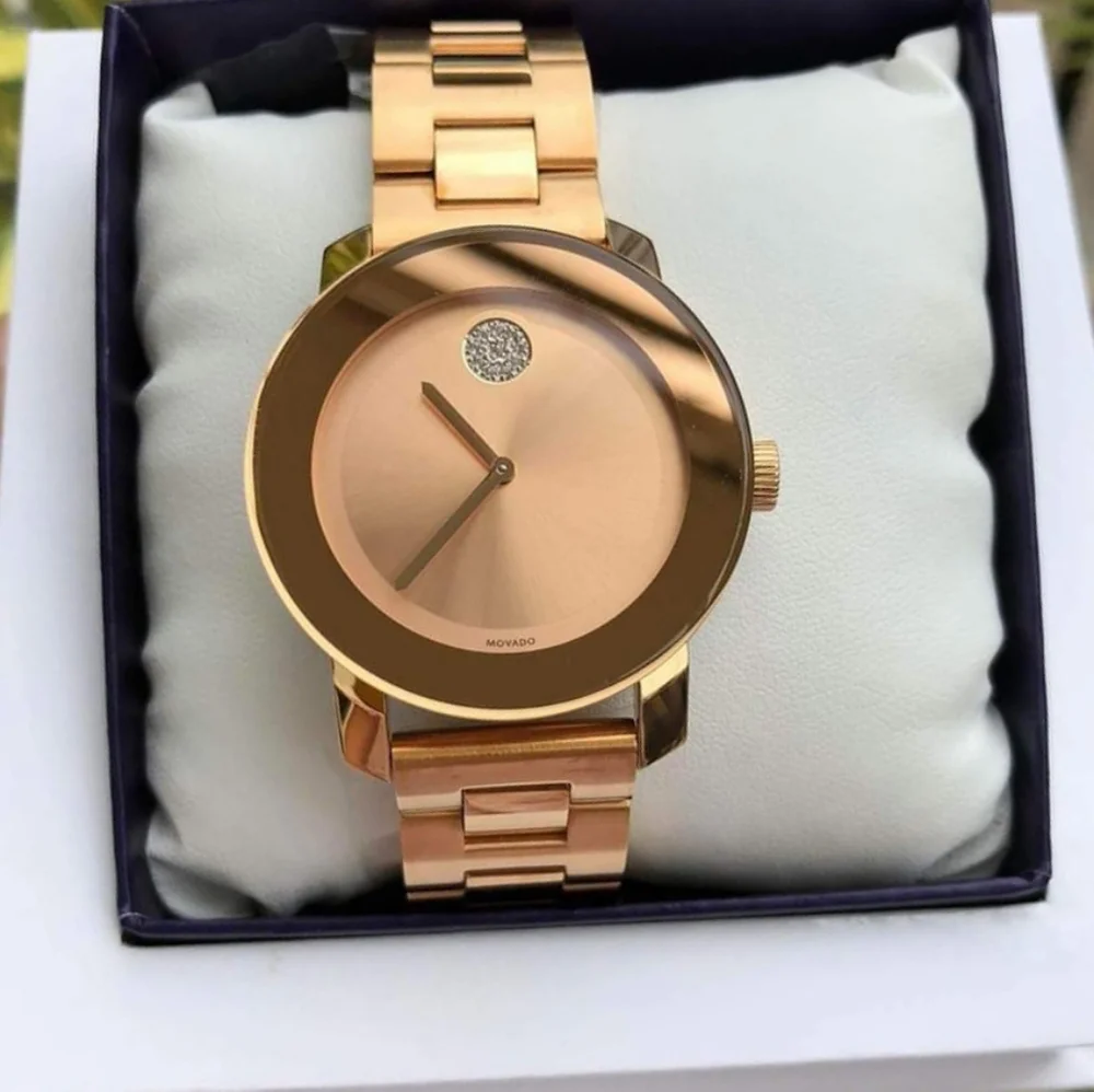**SOLD** MOVADO BOLD 3600086 Rose Gold Stainless Steel Crystal Dot Ladies Watch - Picture 3 of 13